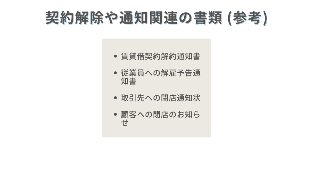 契約解除や通知関連の書類
