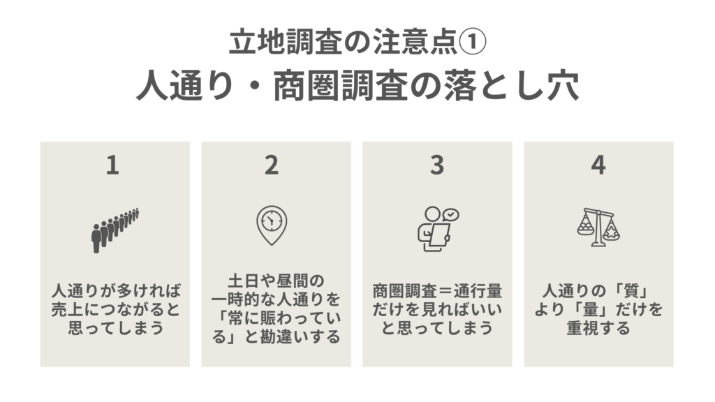 立地調査の注意点①人通り・商圏調査の落とし穴