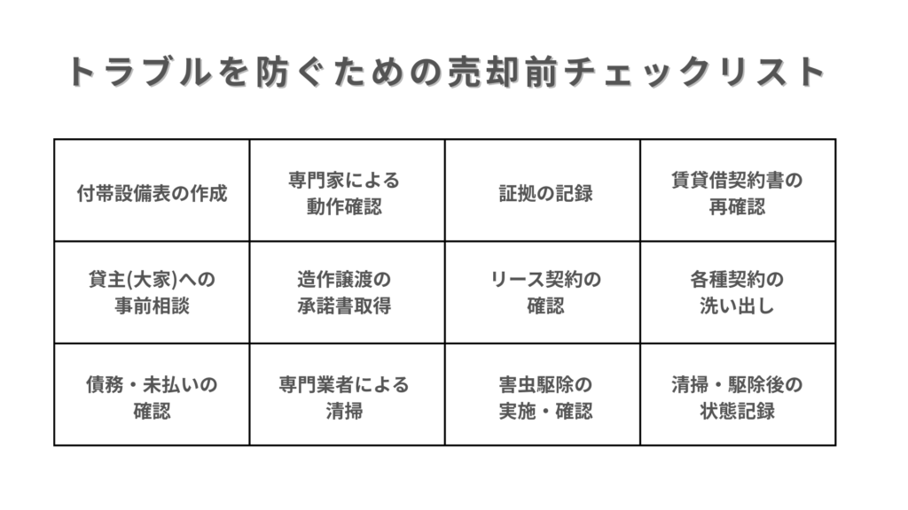 トラブルを防ぐための売却前チェックリスト