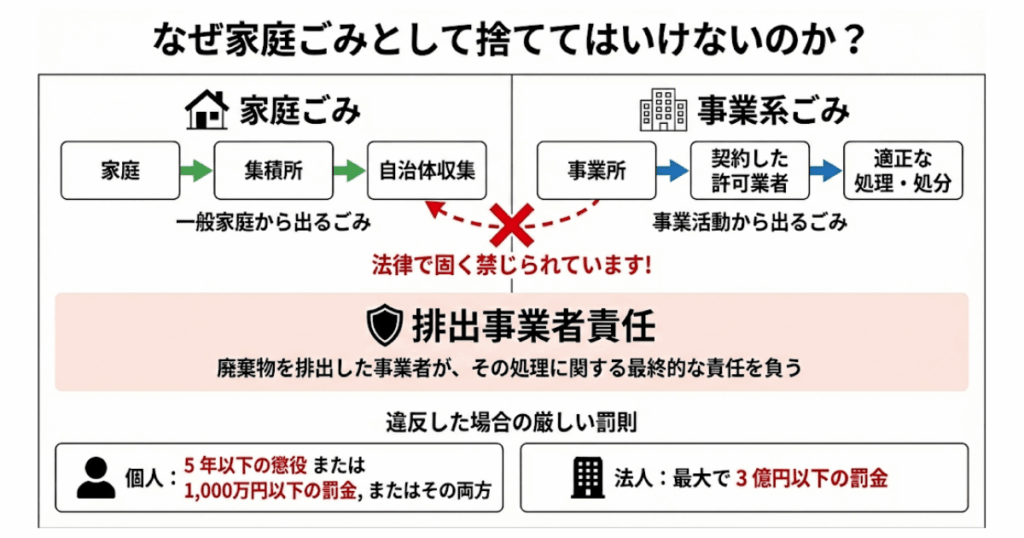 なぜ家庭ごみとして捨ててはいけないのか？