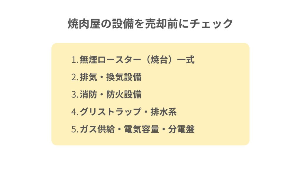 焼肉屋の設備を売却前にチェック