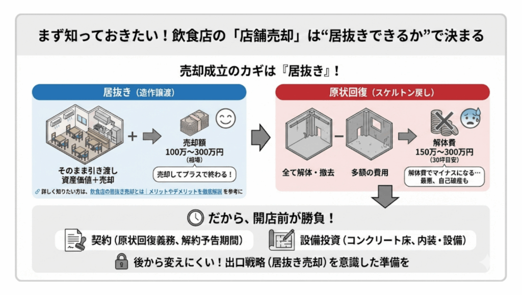 まず知っておきたい！飲食店の「店舗売却」は“居抜きできるか”で決まる