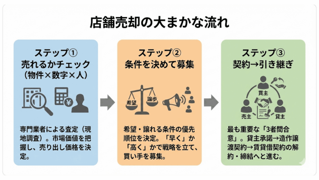 店舗売却の大まかな流れ